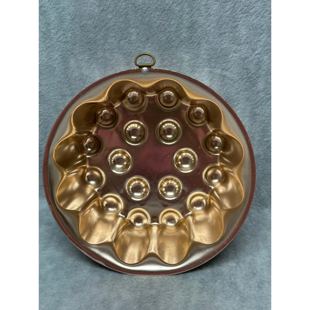 Vintage Jello Mold Copper Tone‎ Scalloped Bubble Pattern Wall Hanging Aluminum